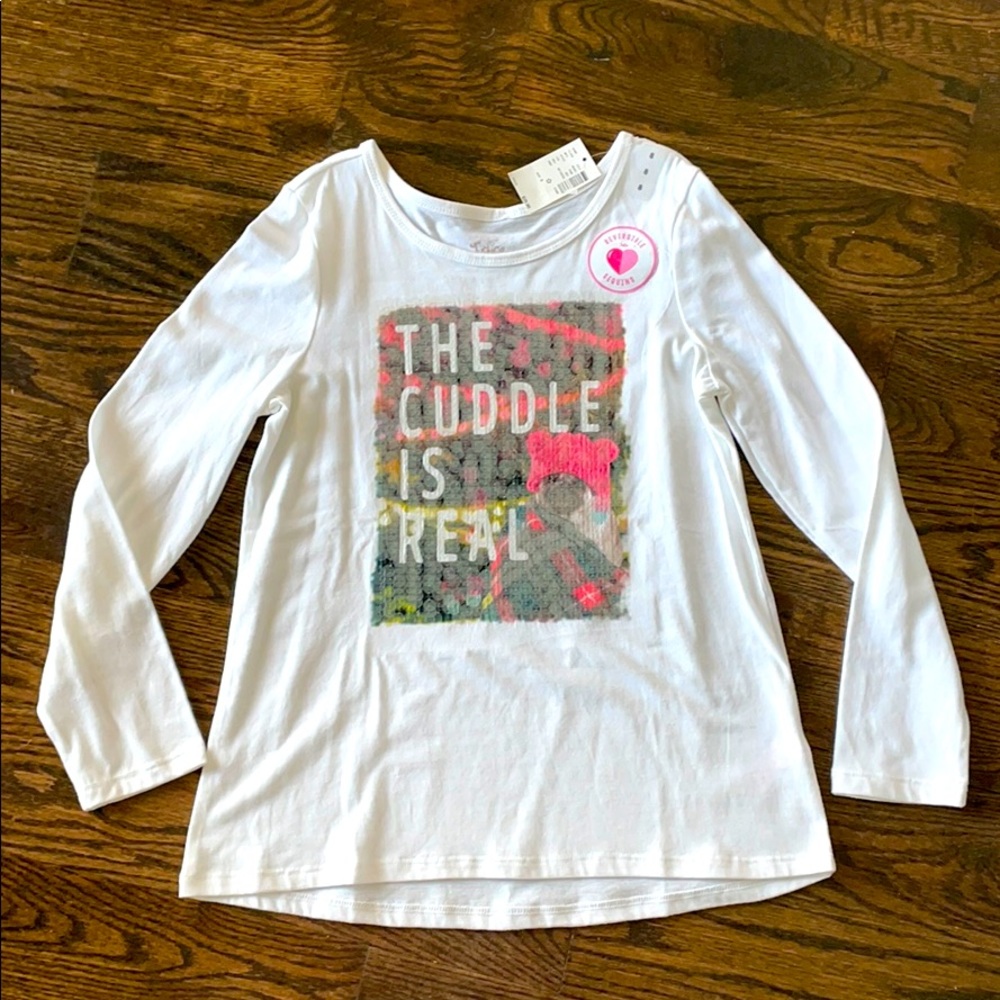 NWT girls Justice shirt with reversible sequins